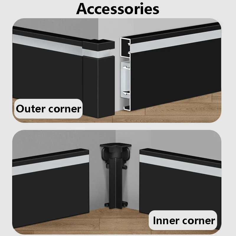 Suface Mounted H5/8CM Skirting Baseboard Aluminum Profile Channel Corridor Floor Corner Wall Skirting Line Hard Strip Light