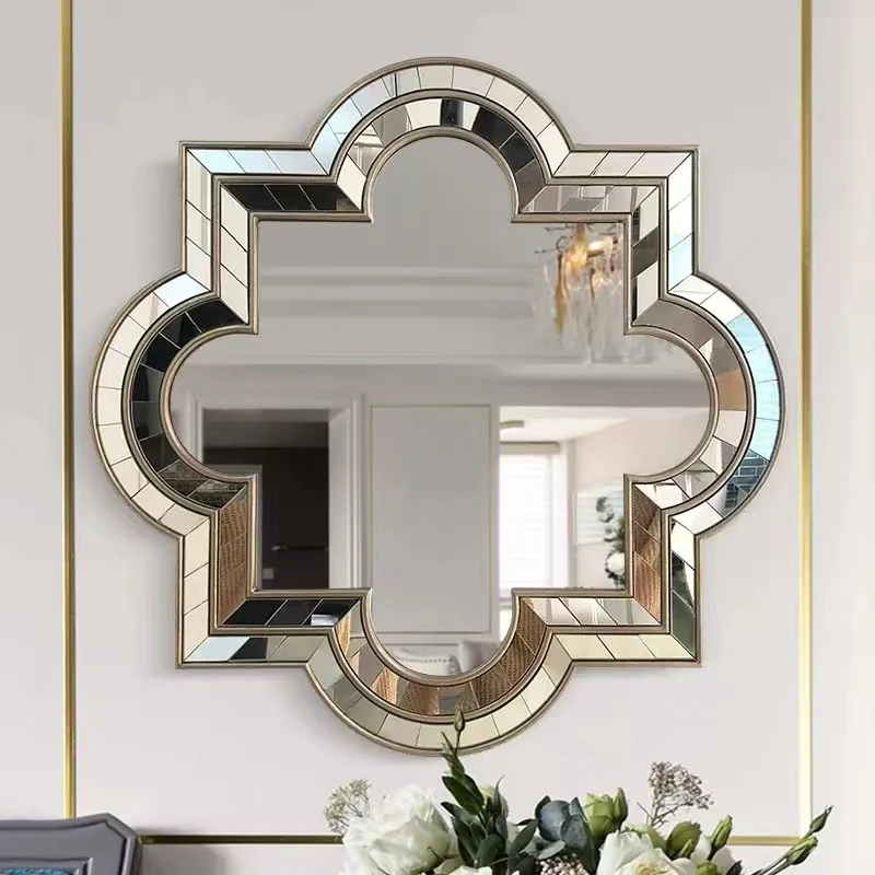 80*80cm Top Quality European decoration mirror living room background wall hanging mirror Creative porch art mirror