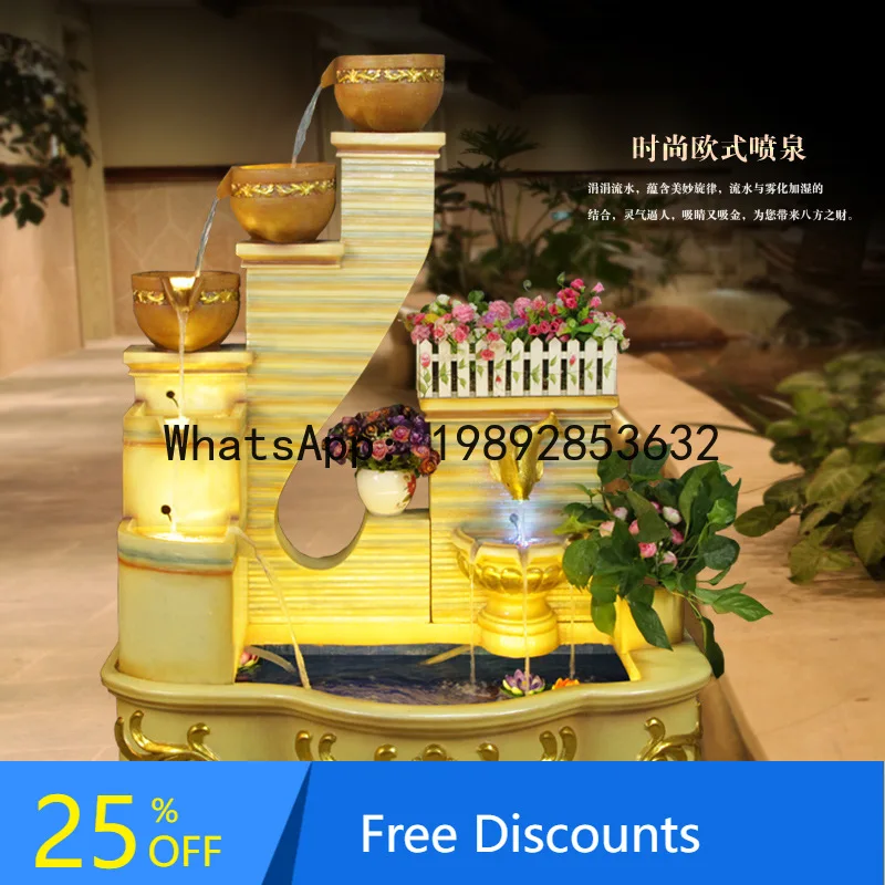 ZK Fountain Water Flow Ornament Living Room Wealth-Attracting Fish Pond Floor-standing Courtyard Water Landscape Home Decoration