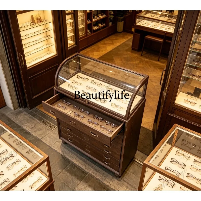 Optical shop retro glass, jewelry display stand, jewelry display cabinet, antique and old cabinet