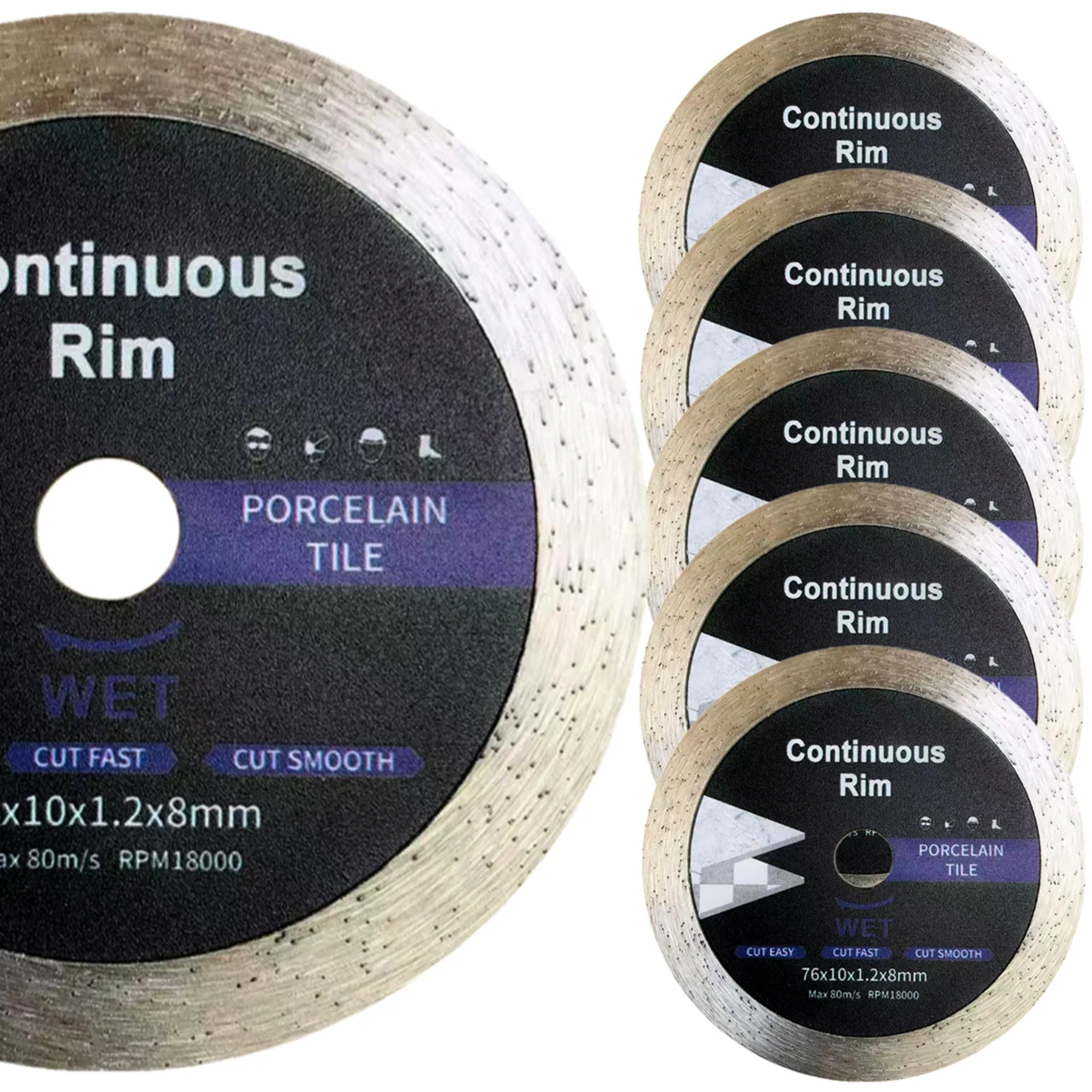 

1/2/3/5 шт. плиткорез 76 мм мини-пила 3 дюйма с непрерывным зубом керамическая пила для резки плитки, мрамора, для угловой шлифовки и т. д.