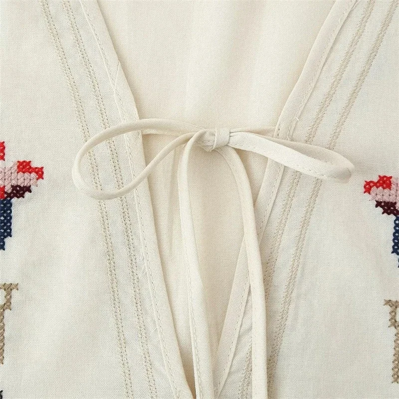 Novedad de verano, falda Midi acampanada con bordado de flores para mujer, diseño holgado, longitud media, bohemio, romántico, fiesta en el jardín, Brunch, fecha en la playa