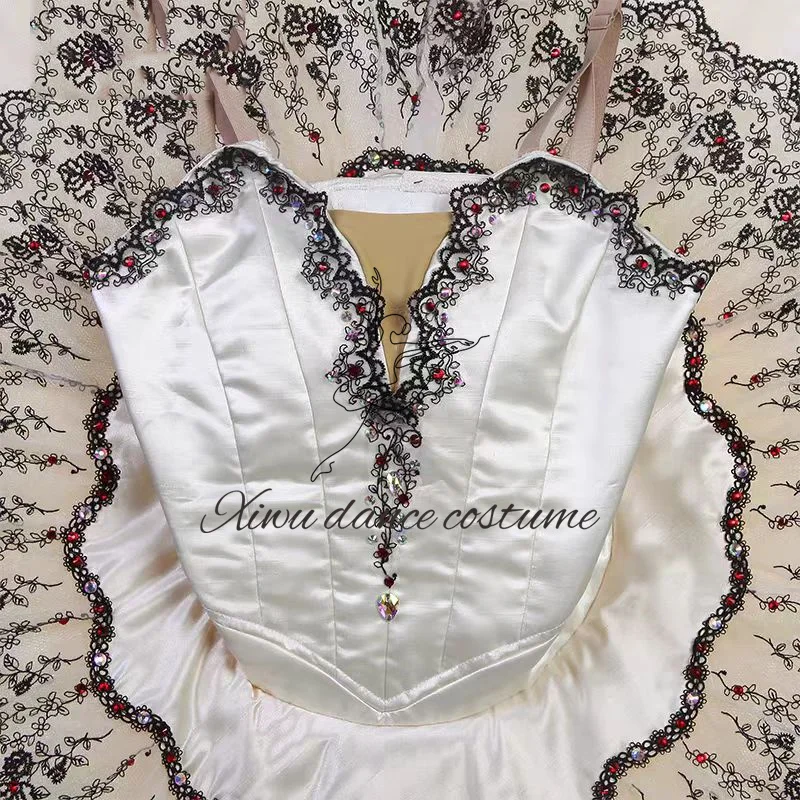 Tutú de Ballet Paquita beige crema para mujer, plato profesional, tutú de panqueque, vestido clásico, actuación de competición para niñas