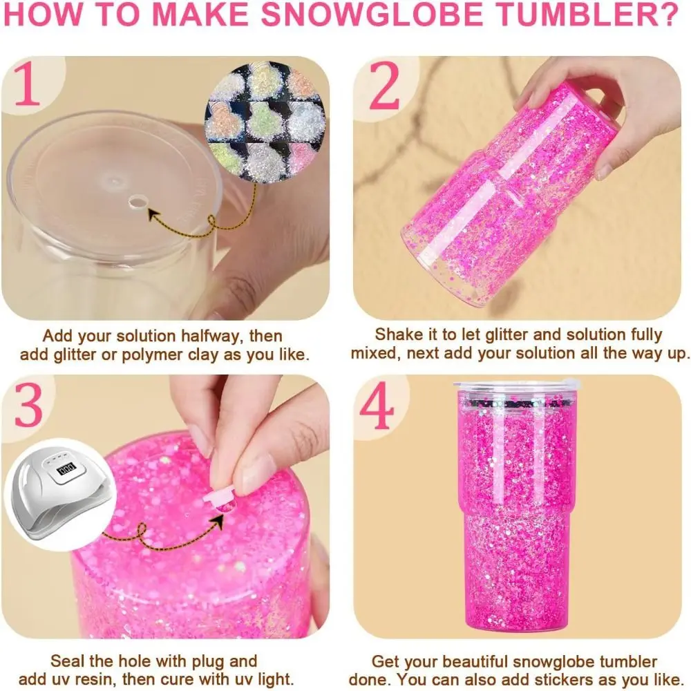 Gift 20oz Capacity Mason Jar Cups Reusable Break-Resistant Water Bottles Double Layers Snow Globe Tumbler Holiday Gifts