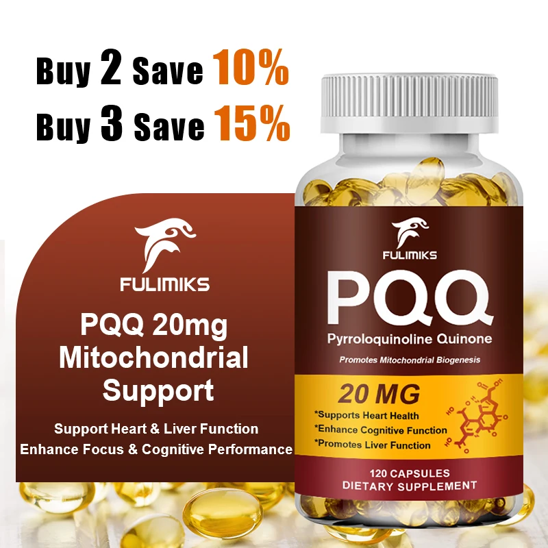 Cápsulas de PQQ 20 mg, con Bacopa Monnieri y ALA, Apoya la Función Mitocondrial, el Control del Estrés, la Salud del Corazón y la Energía Cerebral