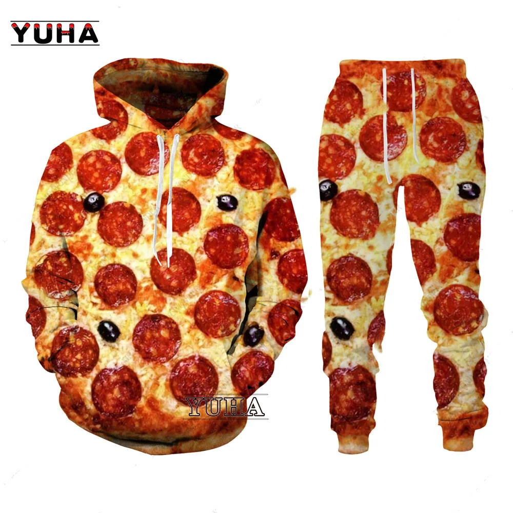 Pizza Printed 3D Men's Sweatshirt Hoodies Set Men's Tracksuit/Pullover/Jacket/Pants Sportswear Spring Autumn Male Suit