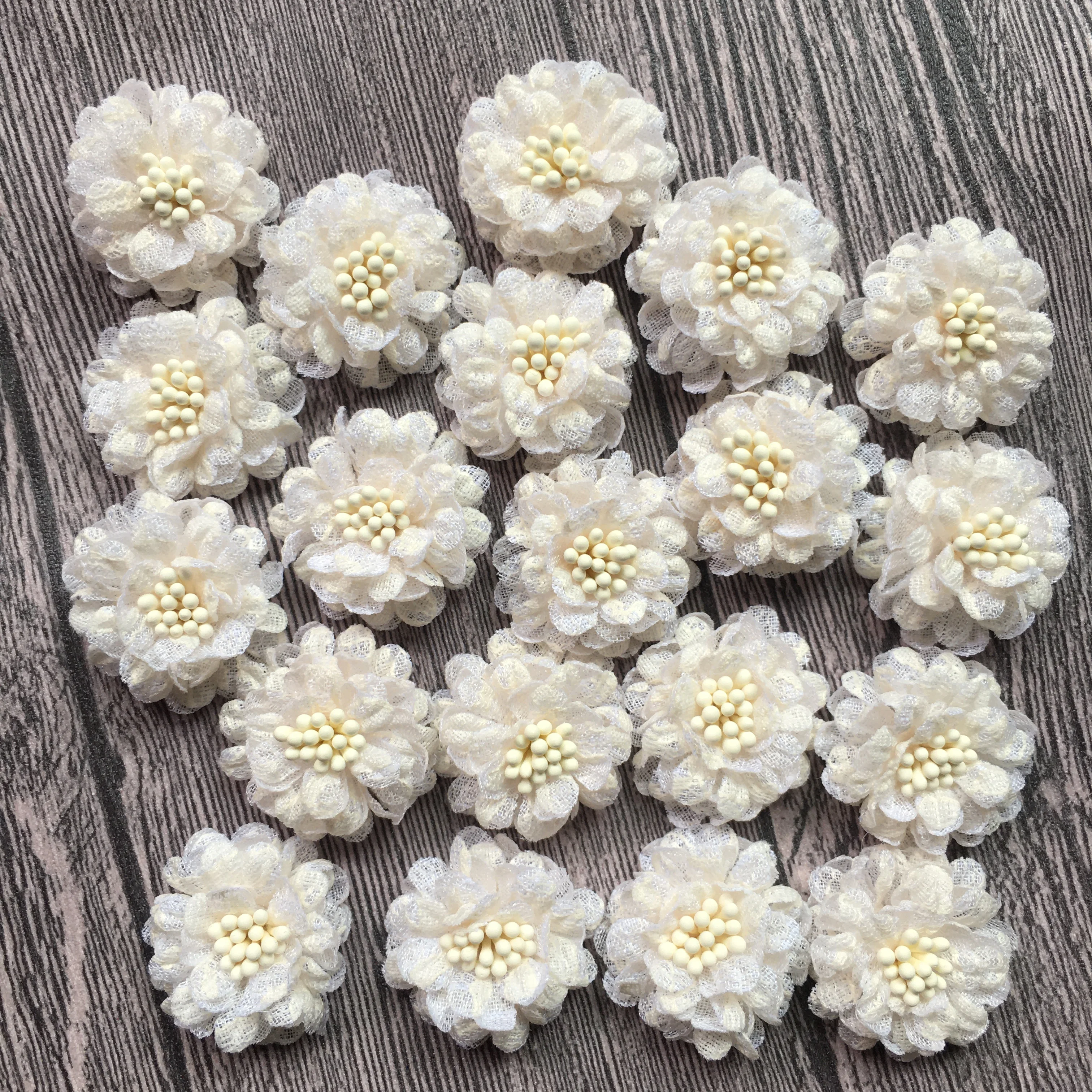 10pcs Classical 3.0cm Solid Lace Rosette Silk Fabric Flower For Wedding Dresses Hats Rose For Children Bebe 11 Colors Total