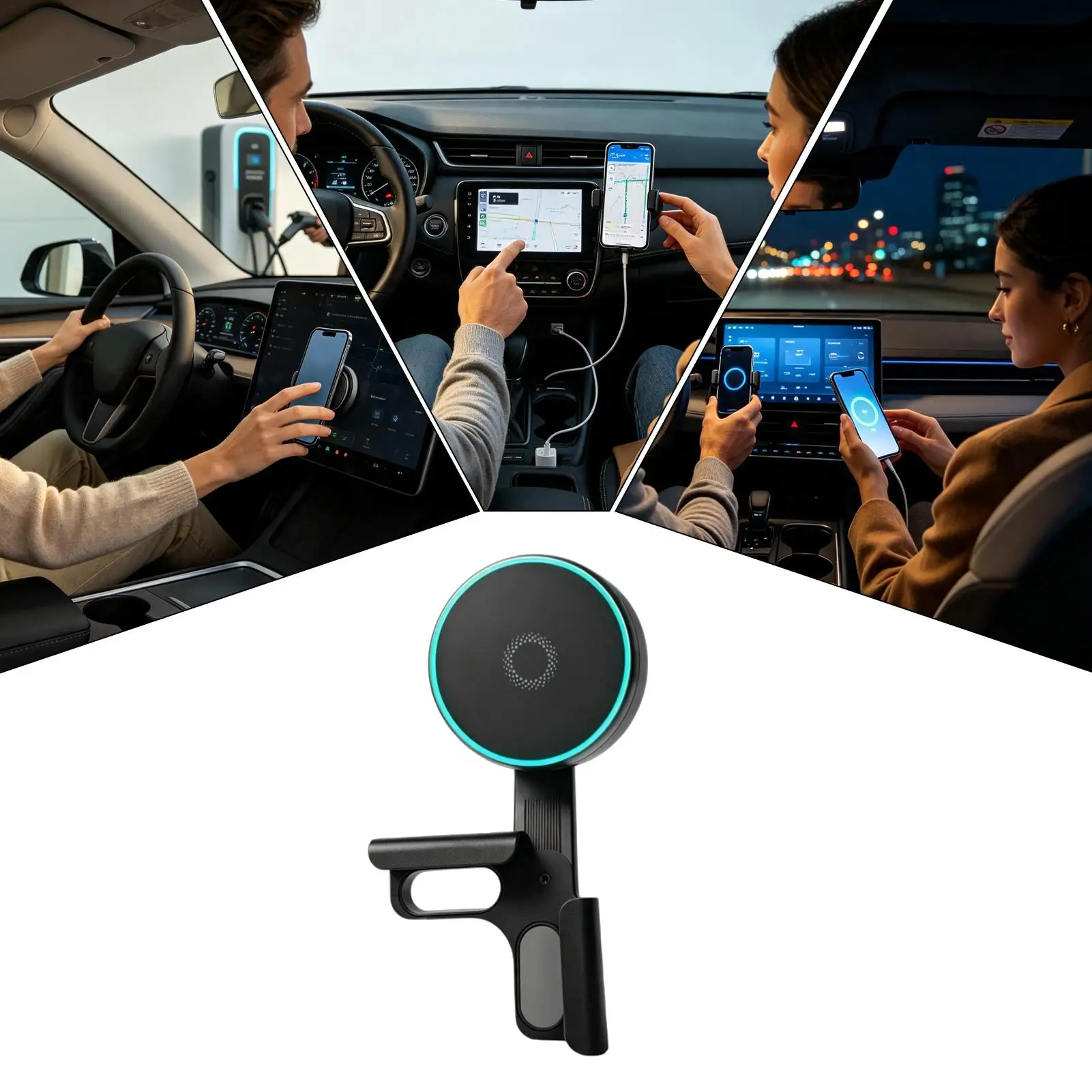 Car Screen Phone Holder Magnetic Wireless Charger Smartphone Cradle Auto Display Screen Phone Bracket For Drivers Travelers