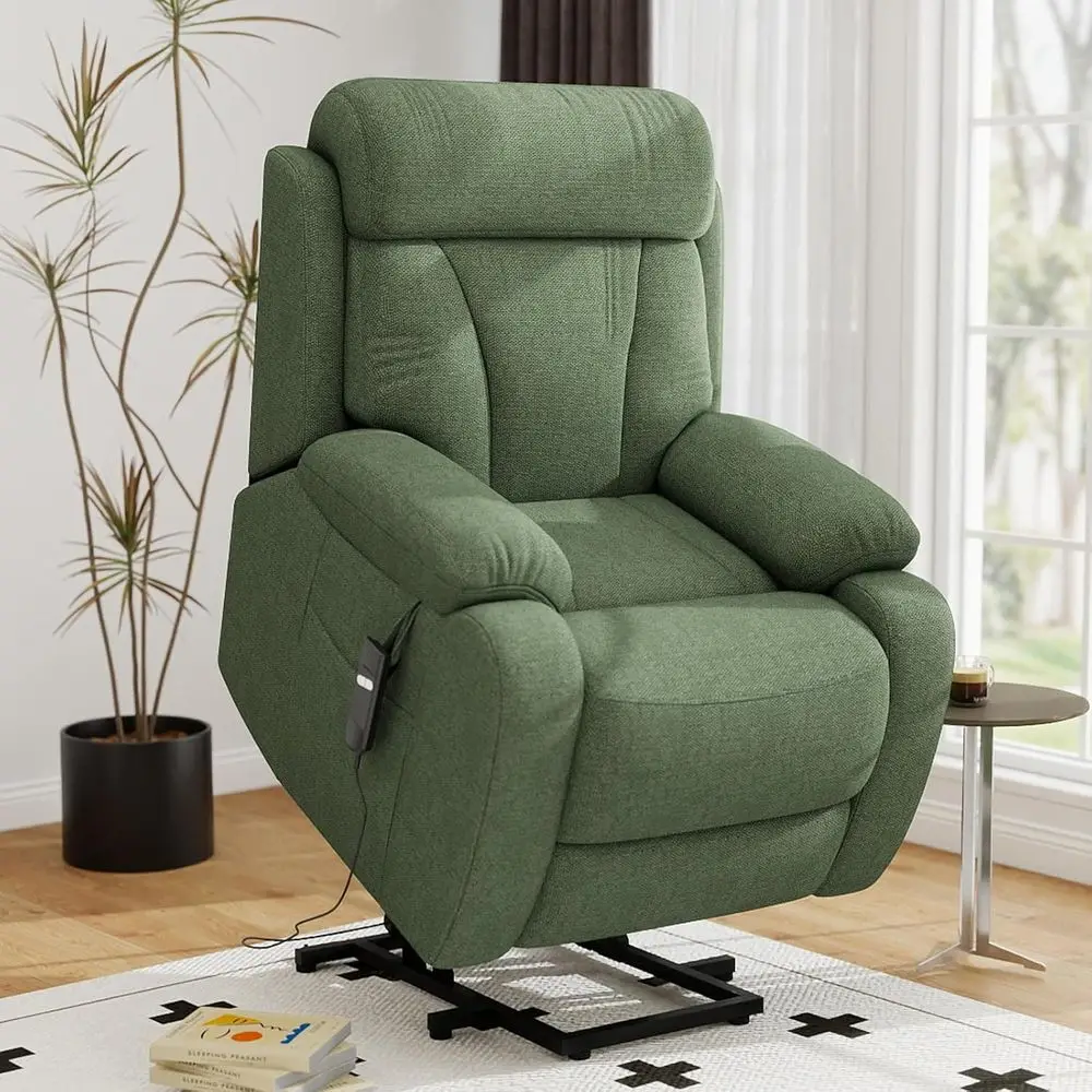 

Electric Adjustable Recliner for Elderly with Side Pocket, Green