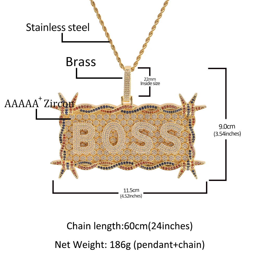 UWIN Custom Rectangle Nameplate Necklaces Iced Out 5A+ Pave Setting Cubic Zirconia Fashion Personalized Hip Hop Jewelry for Gift
