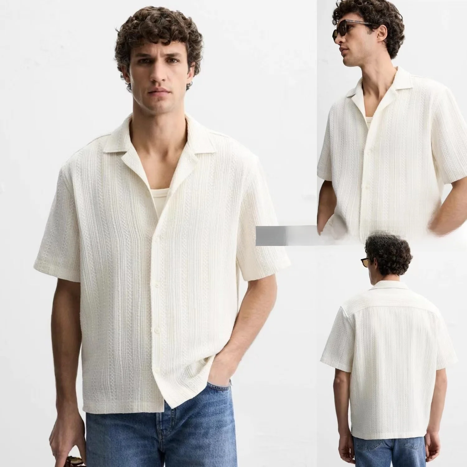 

Summer 2025 Men's Casual Slim Fit Straight ort Sve irt New Arrival Faion Urban Sle Youth Clothing Chinese Production