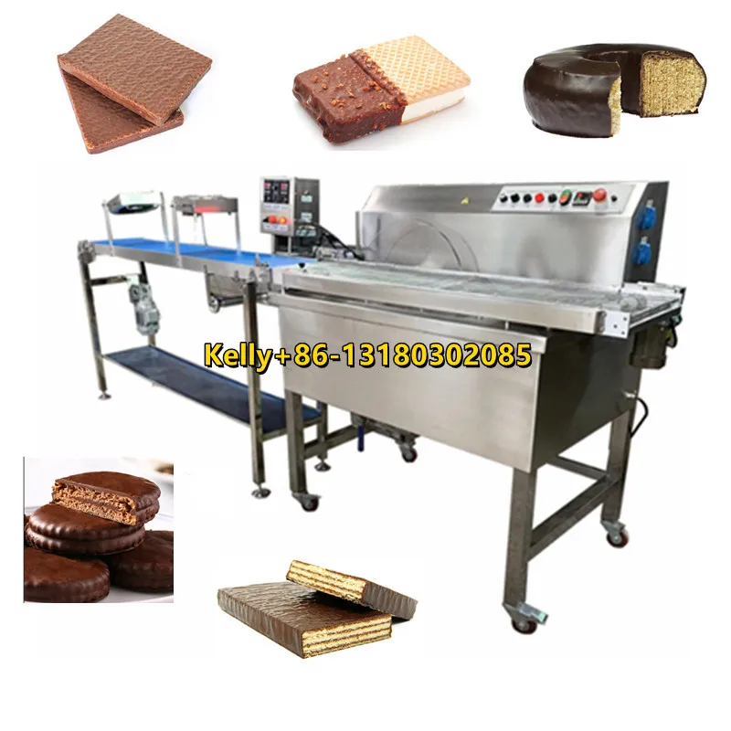 60KG/H High Quality Food Cookies Chocolate Enrobing Coating Machine 304 Stainless Steel Chocolater Enrober With Converyor Belt