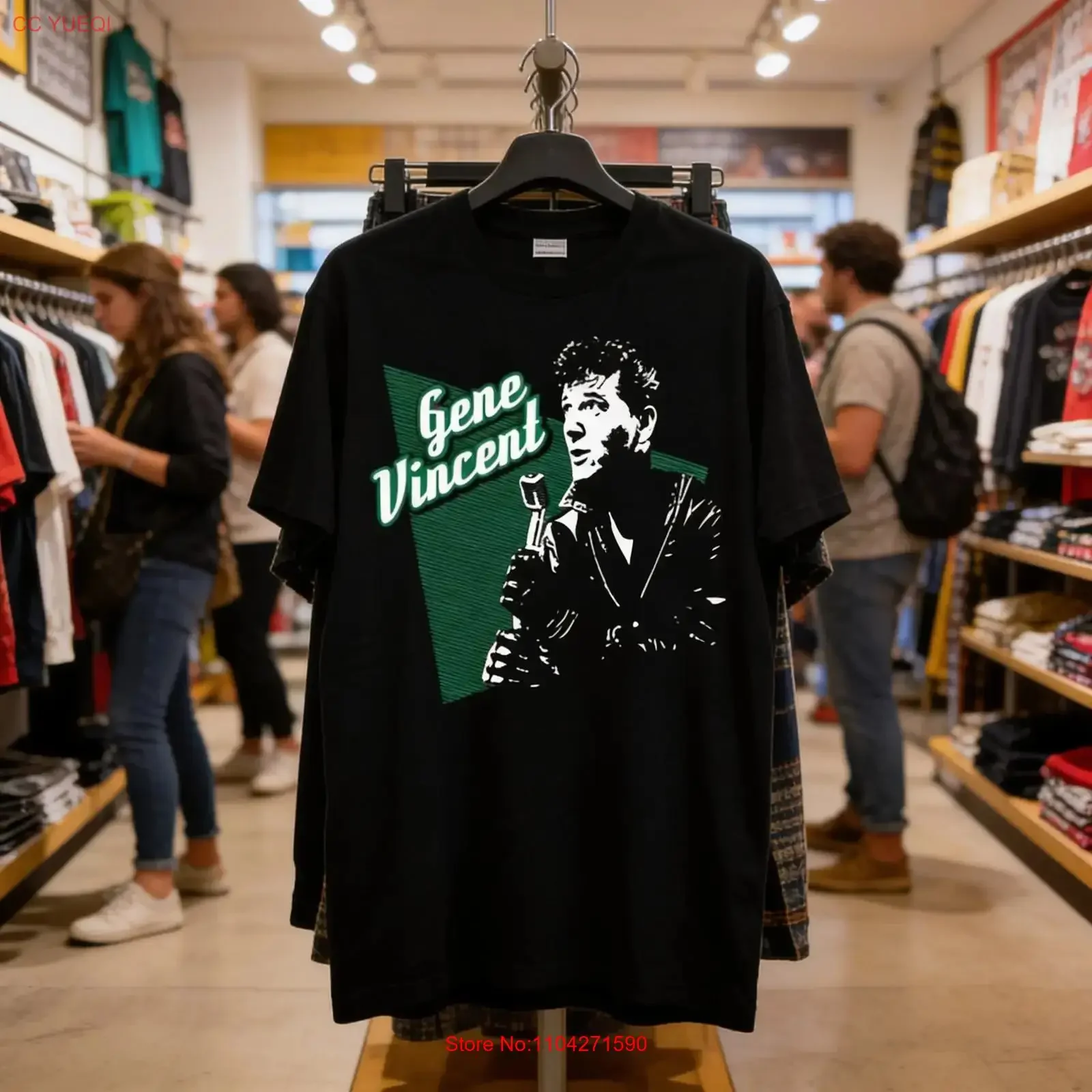 Vtg Gene Vincent Music Star Heavy Cotton Black All Size T Shirt vintage Washed Stylish Unisex Slightly Stretched