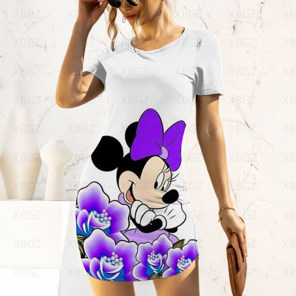 

Sexy Dresses Y2k Party Disney Chic and Elegant Woman Dress Evening Print Summer 2022 Mikey Mouse Tight Women's Slim Fit Minnie