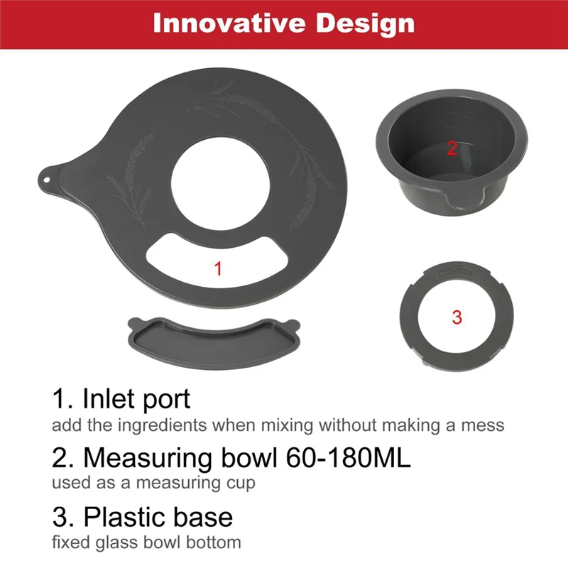 A83X-5 Quart Tilt-Head Stand Mixer غطاء وعاء زجاجي لـ Kitchenaid K5GB مع واقي من الرذاذ إضافة فتحة المكونات