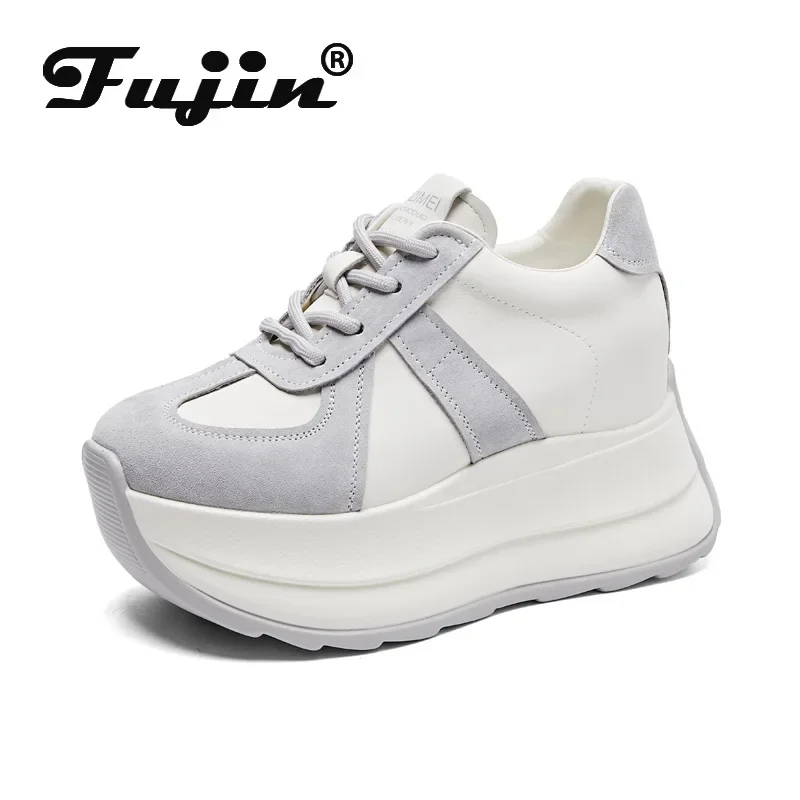 Fujin 7cm High Platform Shoes Wedge Sneakers Chunky Shoes Platform for Women Genuine Leather Women Casual Shoes Spring Autumn