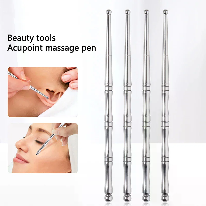 1Pcs Double Head Acupuncture Pen Facial Reflexology Tools Stainless Steel Trigger Point Massager Tool Deep Tissue Massage Tool