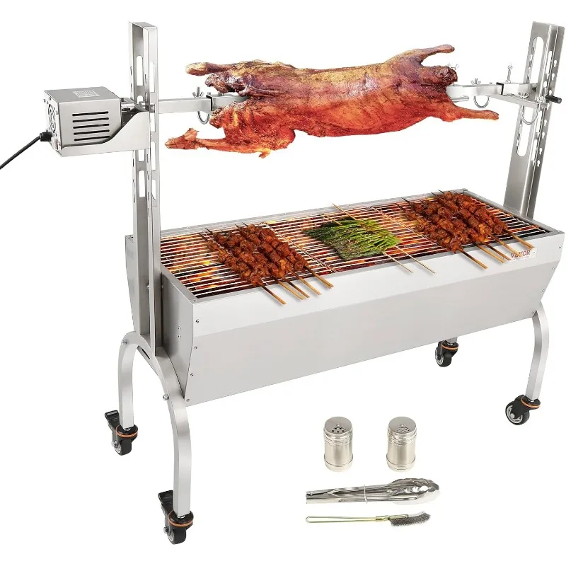 

VEVOR Stainless Steel Rotisserie Grill,BBQ Whole Pig Lamb Goat Charcoal Spit Grill,Electric 50W Motor BBQ Hog Rotisserie Roaster