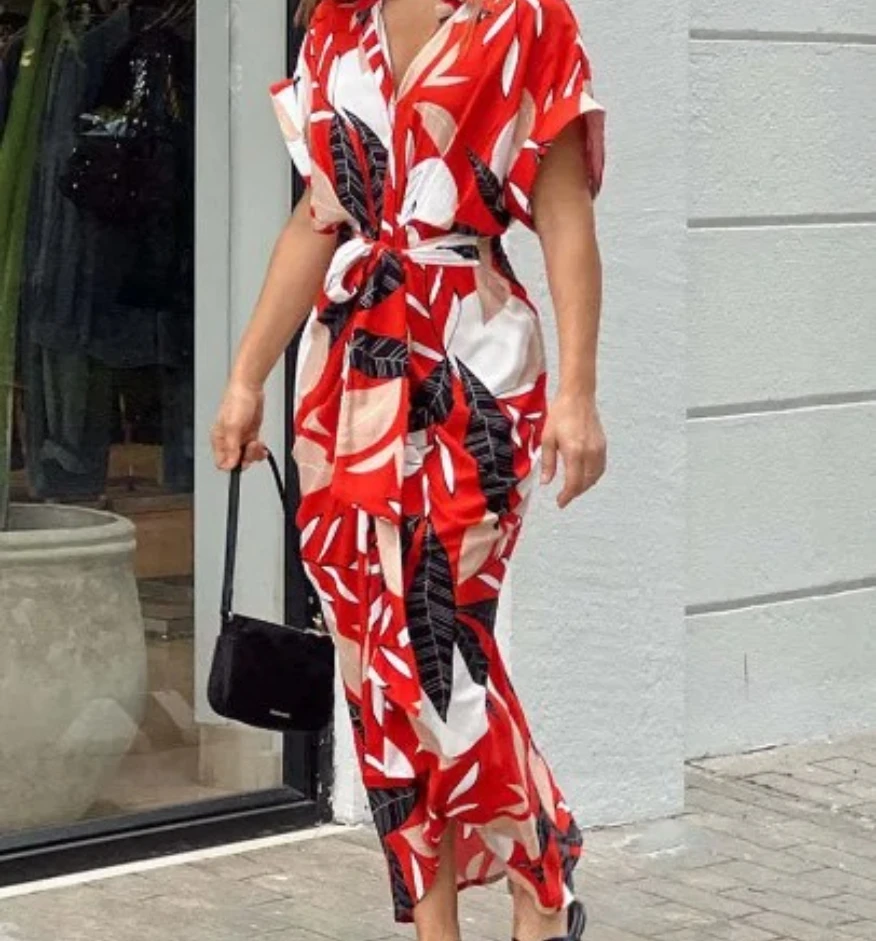 High Waisted Lady Shirt Dress for Women Clothing Summer Classic Casual Slim Short Sleeve Women