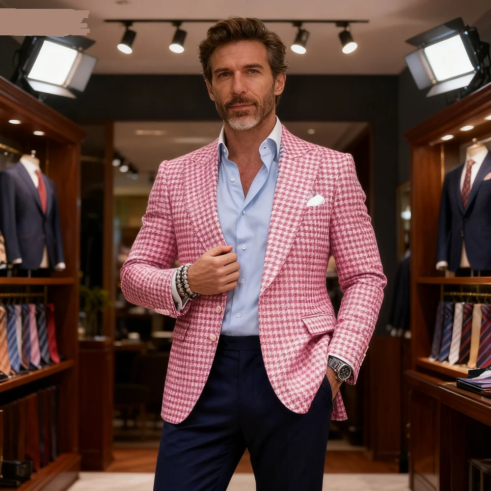 سترة روزا هاوندزتوث Terno Jaqueta De Lã Business سترة فريدة من نوعها الصدر بقصة ضيقة بدلة زفاف Ternos