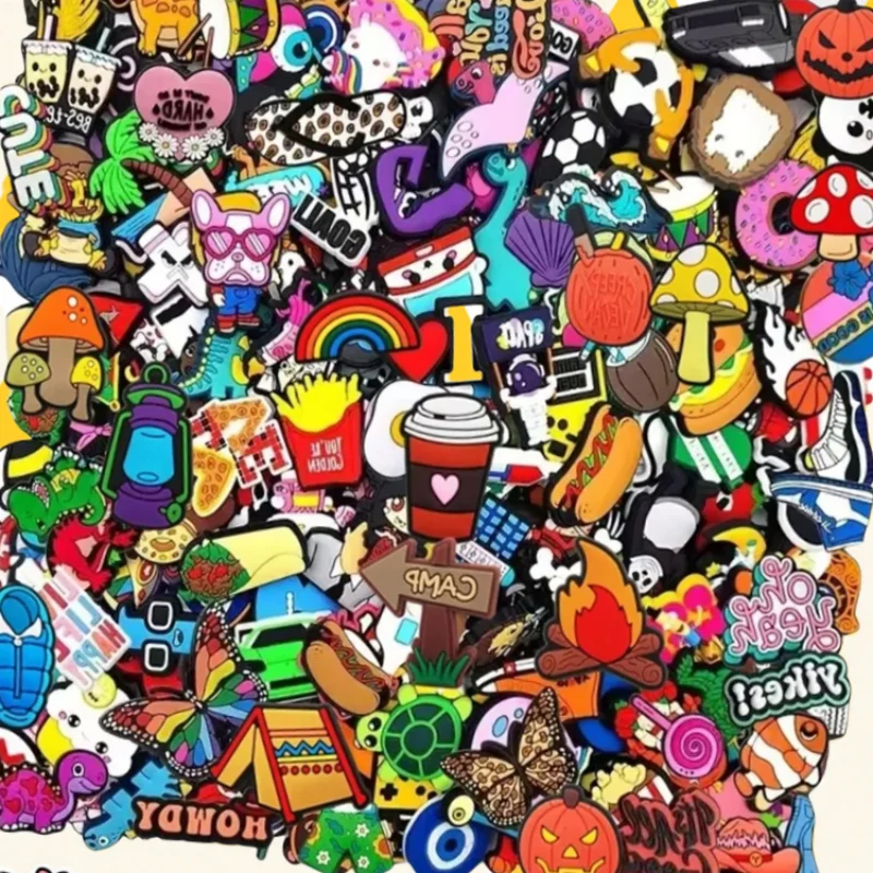 

Random Series PVC Shoe Charms Set 15-200pcs for Clogs Bogg Bag Bubble Slides Sandals - Beach Bag Decorations