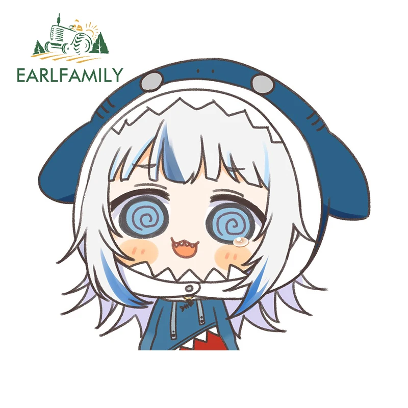EARLFAMILY pegatinas divertidas para coche, calcomanías de dibujos animados, artículos creativos, Chibi, Omaru, Polka, Yukihana, Lamy, GWR, Gura, Vertigo, 13cm