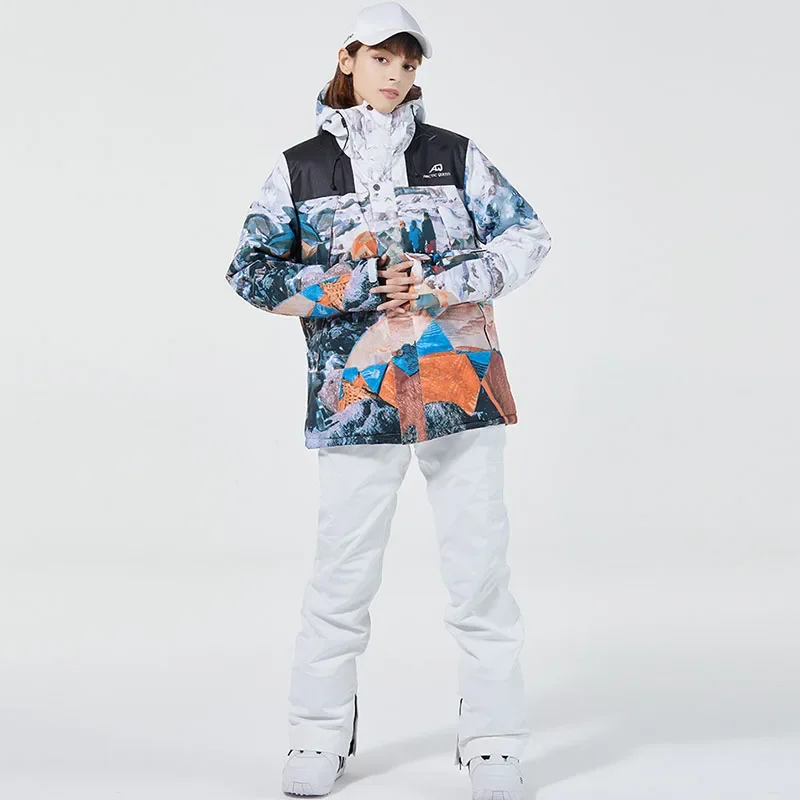 Новинка 2023 года, комплект лыжного костюма для пары, уличная однобортная двухбортная лыжная одежда, утолщенная ветрозащитная женская спортивная свободная одежда