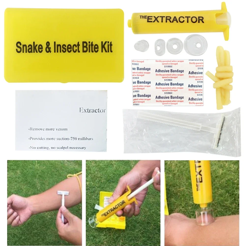 Insect Bite Vacuum Extractor Wild Venomous Bee Insect Sting Sucker Tool Tourniquet Camping Hiking First Aid Safety Tool