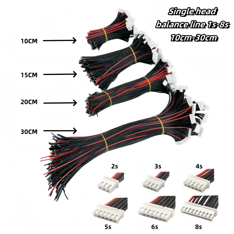 Câble de chargeur d'équilibre de batterie Lipo, connecteur de dieux IMAX, fil de prise, tête unique, 1S, 2S, 3S, 4S, 5S, 6S, 7S, 8S, 30 cm, 20 cm, 15 cm, 10cm, lot de 10 pièces