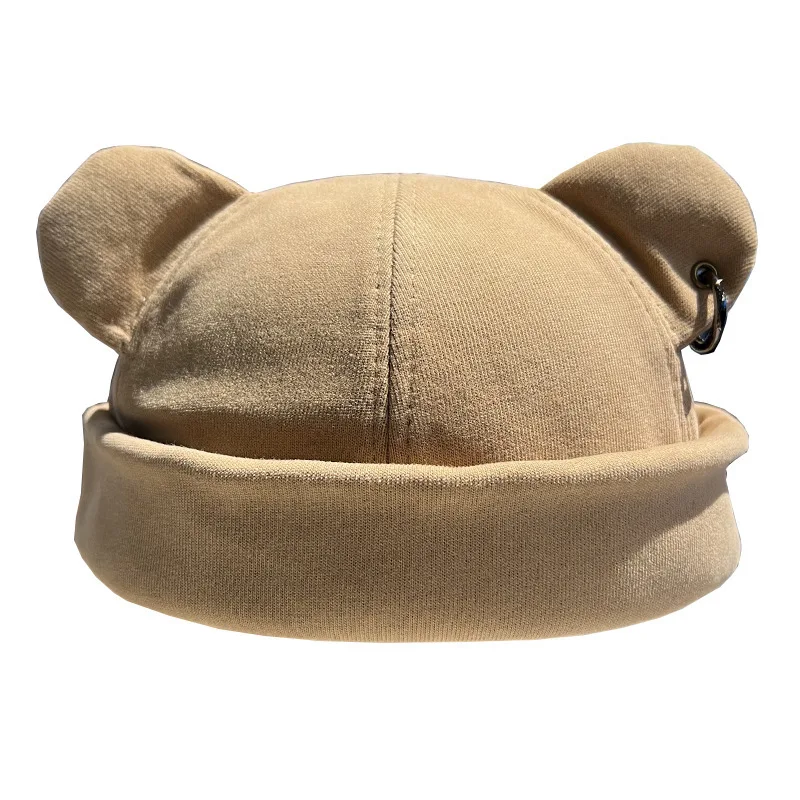 1PC unisexe propriétaire chapeau Vintage dôme Melon sans bords bonnet mode ours oreilles fer cerceau couleur unie chapeaux Hip Hop Docker casquettes