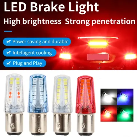 2pcs 12V 32SMD 1157 BAY15D Car LED Rear Tail Parking Light Warning Lamp Flowing Strobe Lamp Motor Turn Signal Brake Light Red