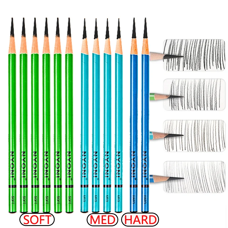 Professional Sketch Charcoal Pencils Set Soft Medium Hard Charcoal Pencils for Drawing Sketching Shading Pen School Supply