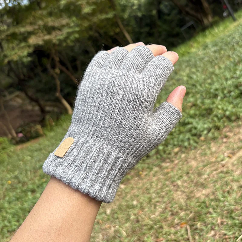 Winter Thick Elastic Knitted Gloves Warm Writting Office Cycling Fingerless Glove for Men Women Touchscreen Driving Work Gloves