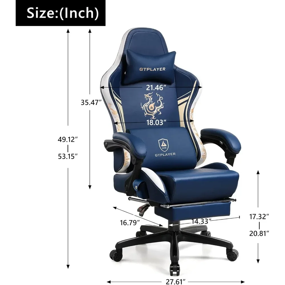 Gaming Chair with Bluetooth Speakers and Footrest, Dragon Series Video Game Chair ，Heavy Duty, Ergonomic, Esports