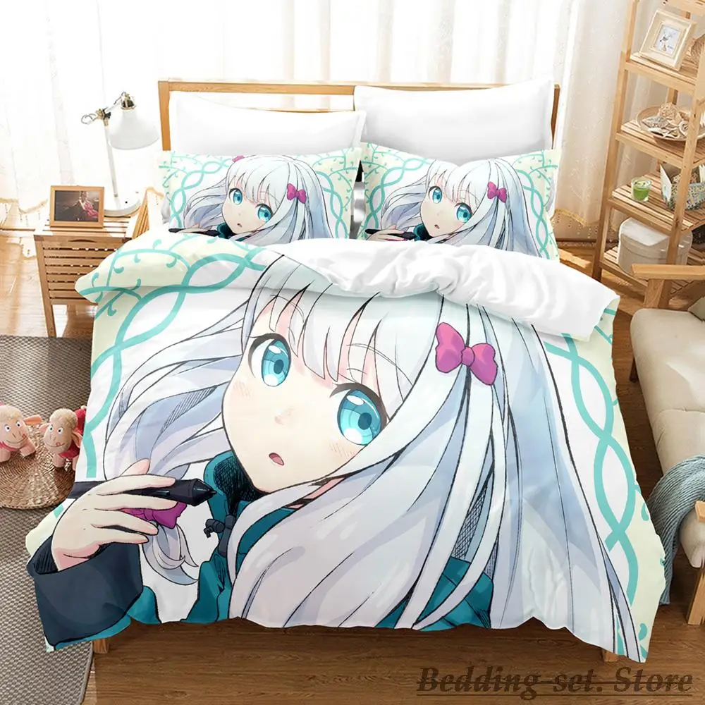 

2023 Kawaii Sagiri Eromanga Izumi Bedding Set Single Twin Full Queen King Size Bed Set Aldult Kid Bedroom Duvetcover Sets Anime