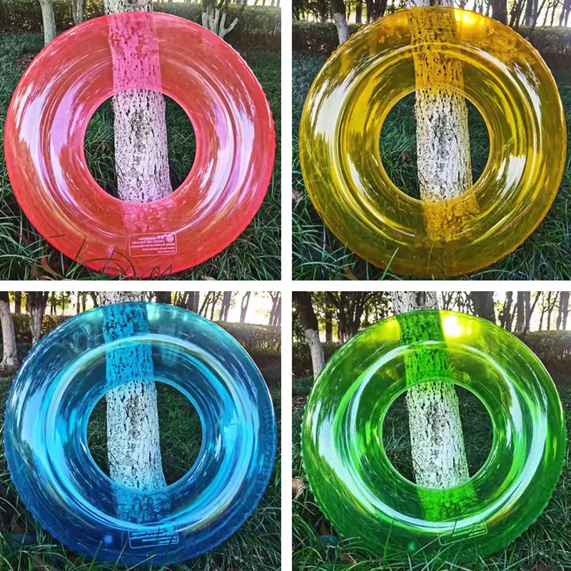 Transparent Solid Color Swimming Ring Children's Adult Swimming Ring Inflatable Underarm Ring Multicolor Water Playing Equipment