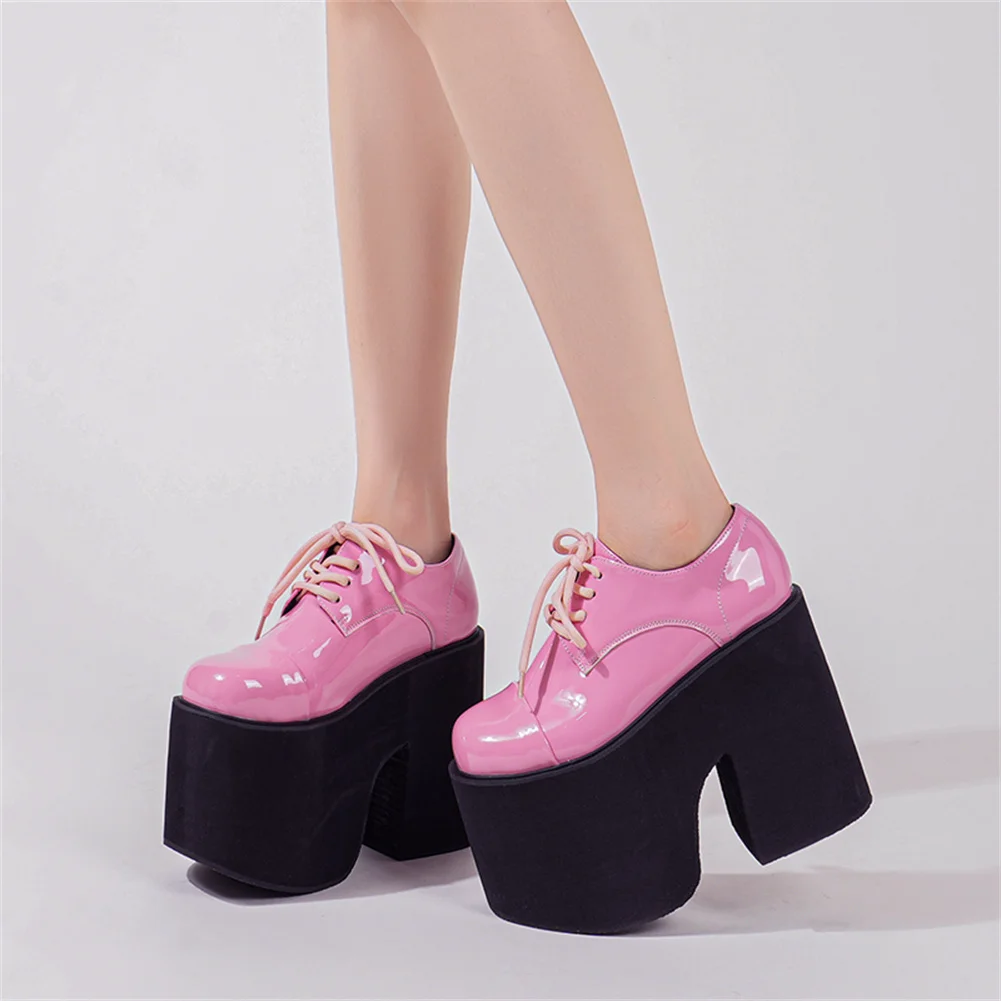 Brand New Ladies High Platform Pumps Fashion Lace-up Solid Chunky High Heels women's Pumps Party Office Sexy Woman Shoes