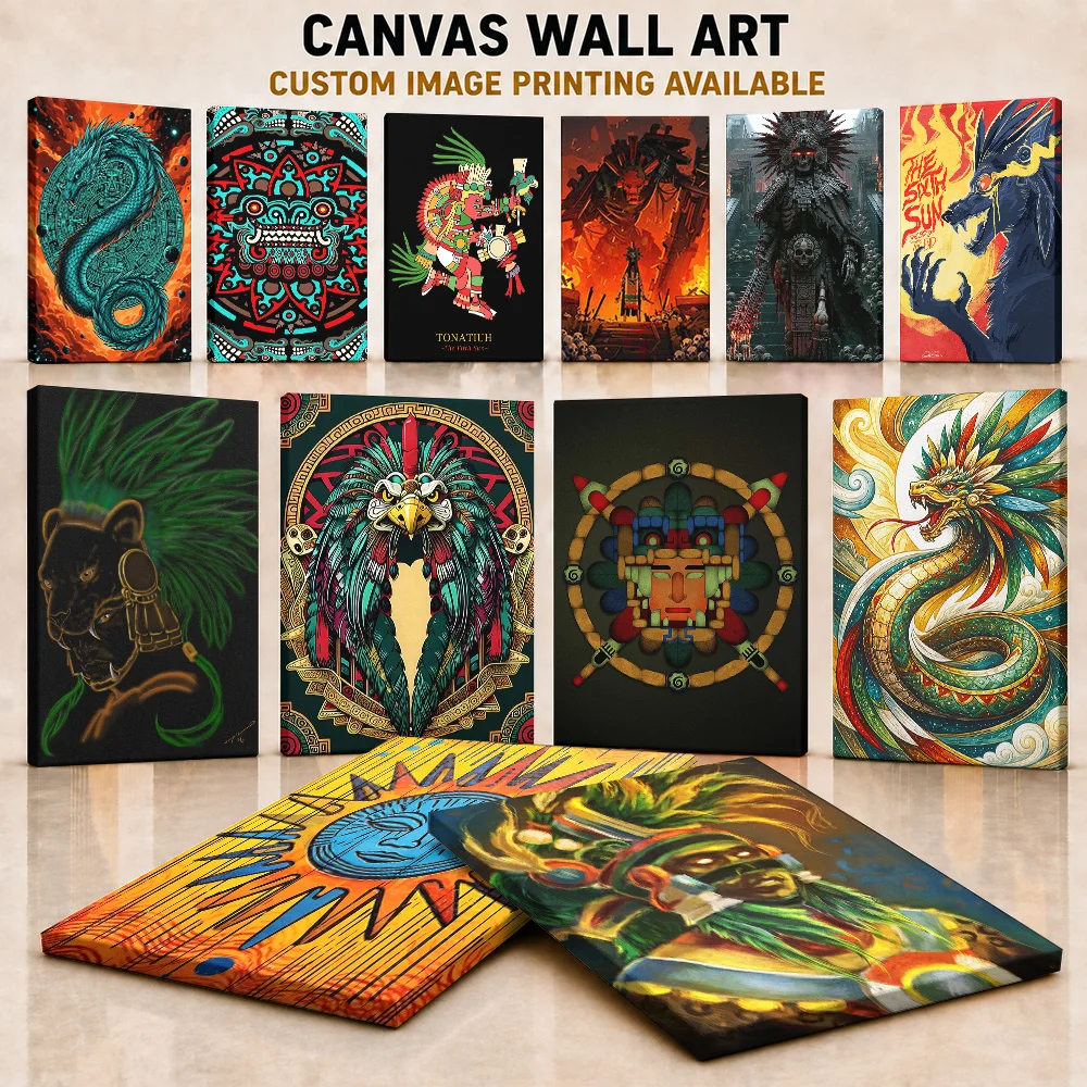 Aztec Mythology Art Canvas Painting Posters Ancient Style Wall Decor With Personalized Photo For Study Ideal Fantasy Lover Gift