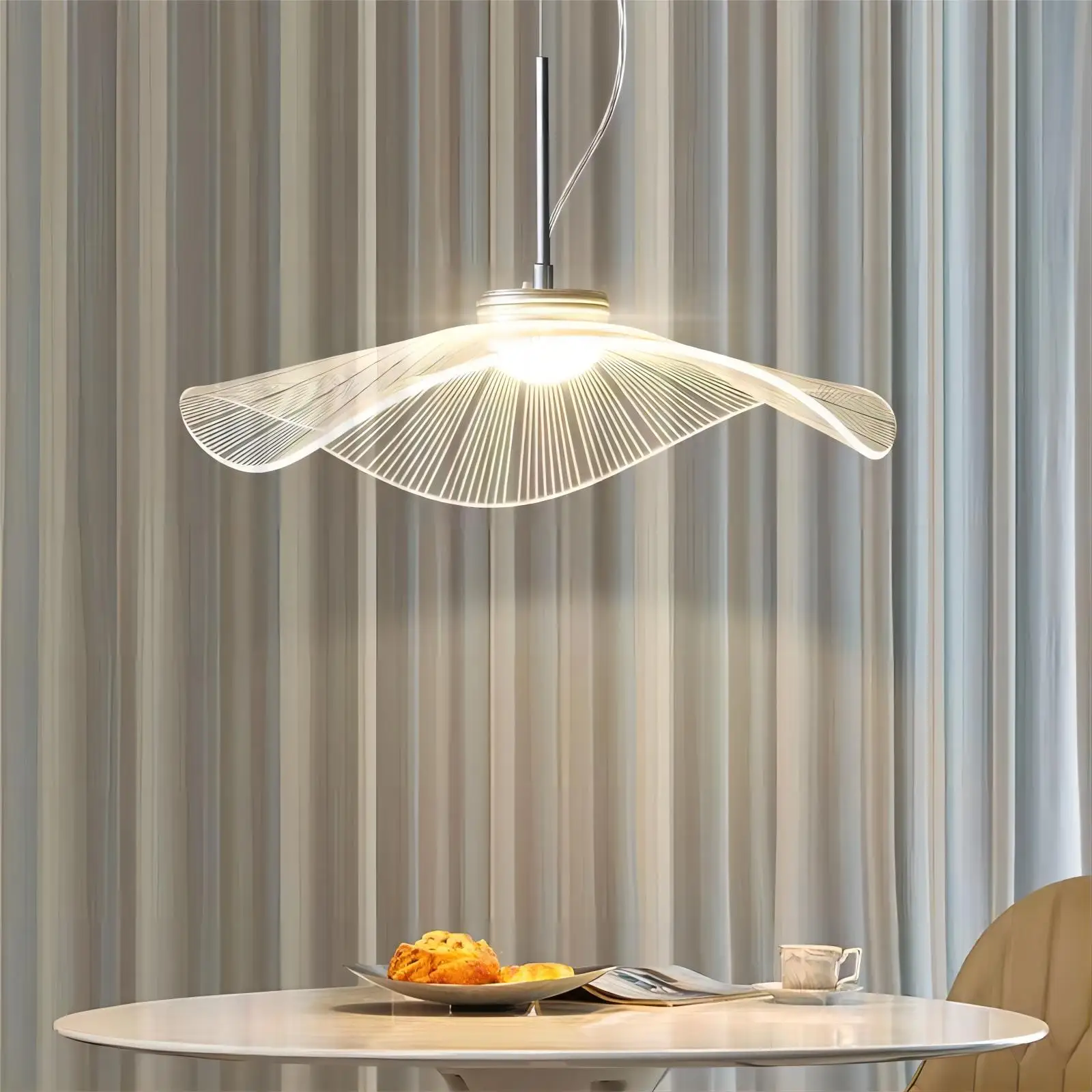 Nordic Designer Art Study Bedroom Chandelier Dining Room Fashion Chandelier Simple Modern Creative Lotus Leaf LED Lamp