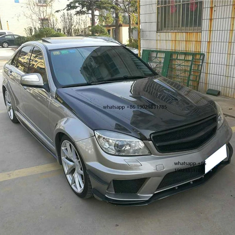 Car Upgrade Wet Carbon Fiber Front Rear Bumper Engine Hood Fender New Condition Fit for Benz C-class 2008-2010 W204 Black Series