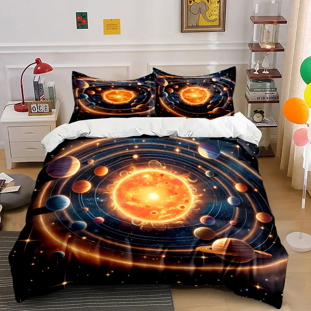 Solar System Decorative Art Set Soft Comfortable Duvet Cover Bedding Set Included 1*Duvet Cover & 2*Pillowcases, gift