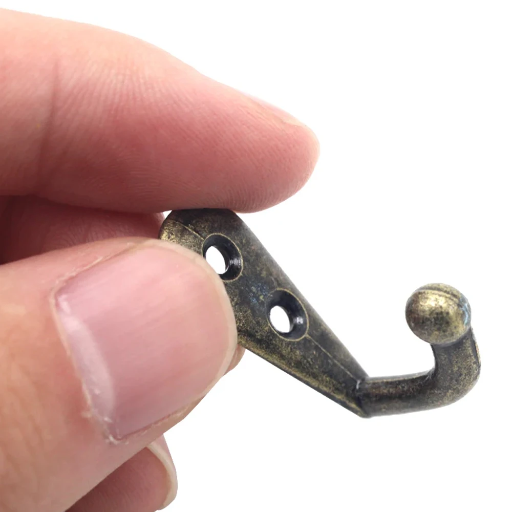 10pcs/Lot Vintage Hooks Wall Mounted Hanger Mini Size Bronze Hangers for Clothes Keys Hat Towel Robe Bathroom Hooks Home Decor