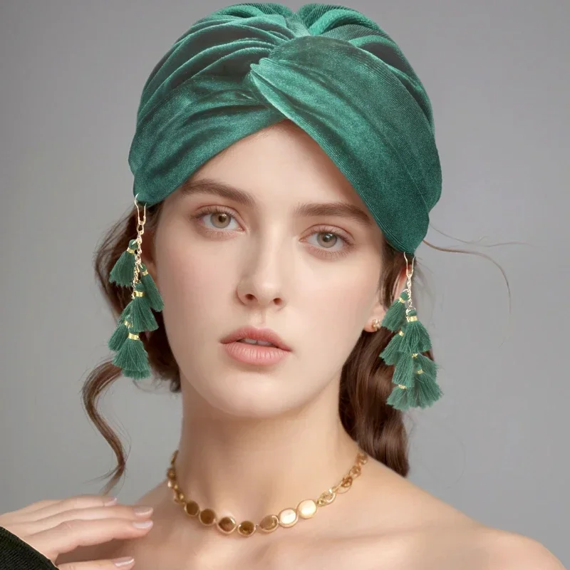 عصابة رأس نسائية بعقدة على الطراز الأفريقي - مربوطة مسبقًا، ناعمة، مزينة، مثالية للحفلات، بتصميم مرن ومطوي