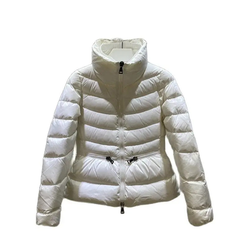 Chaqueta de plumón de color liso con cuello levantado para mujer, ropa cálida de alta calidad, novedad de invierno, n. ° 3