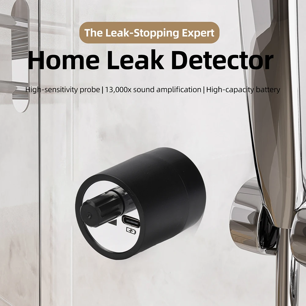 

Portable pipe leak detector, underground pipe leak monitor, Type C compact acoustic leak locator (with headphones)