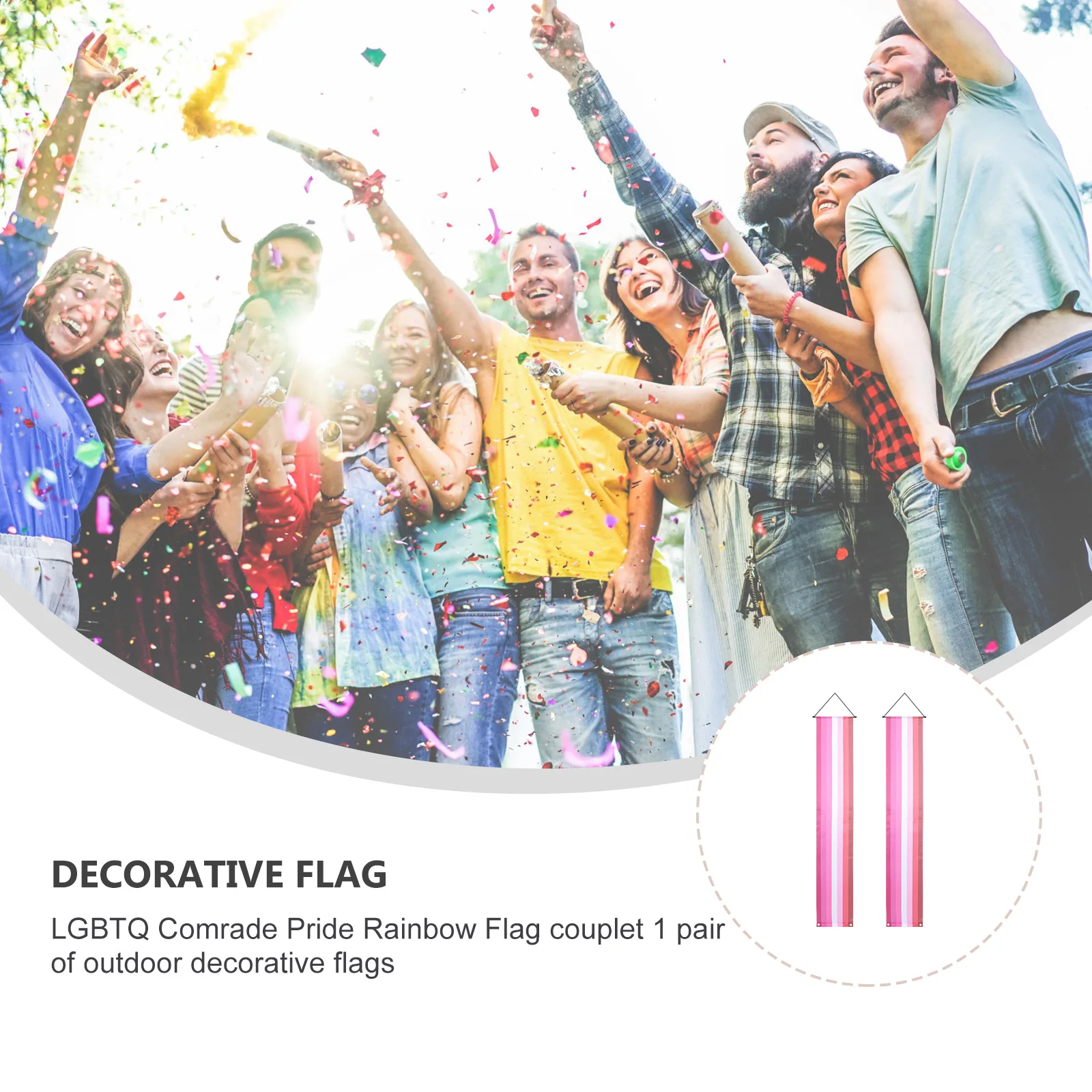 

1Pair Rainbow Couplets Polyester Flags Bright Design Lightweight Party Layout Props Pride Outdoor Indoor Decorative