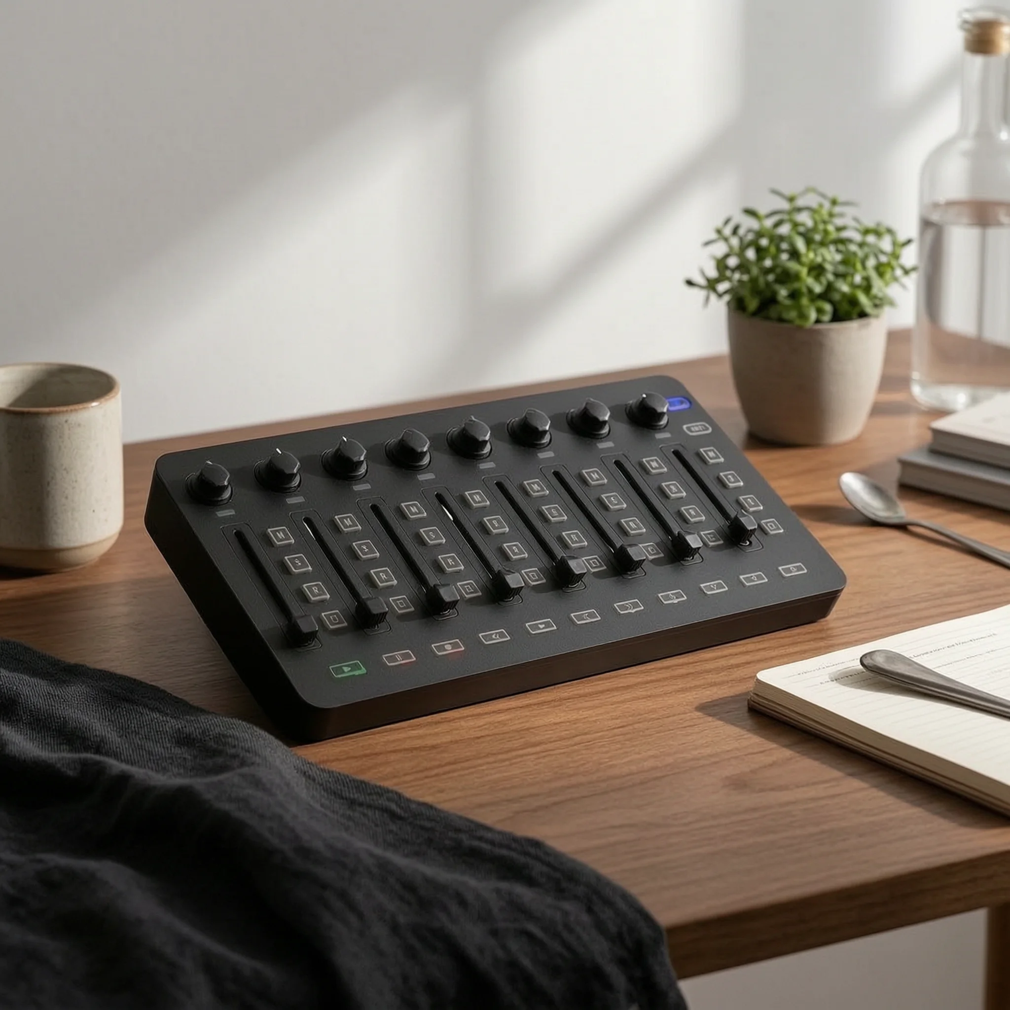 MIDI Controller with Faders Compact USB MIDI Fader Controller Control Surface Tactile Mixing Console Customizable