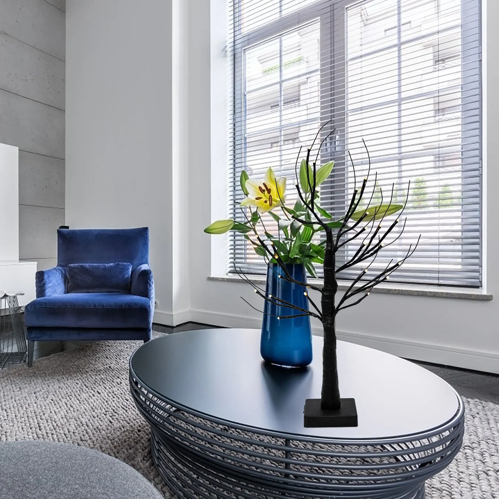 

Operated LED Birch Tree Lamp Desktop Night Light with Square Stand for Home Decor Party Centerpiece Cool White Bonsai