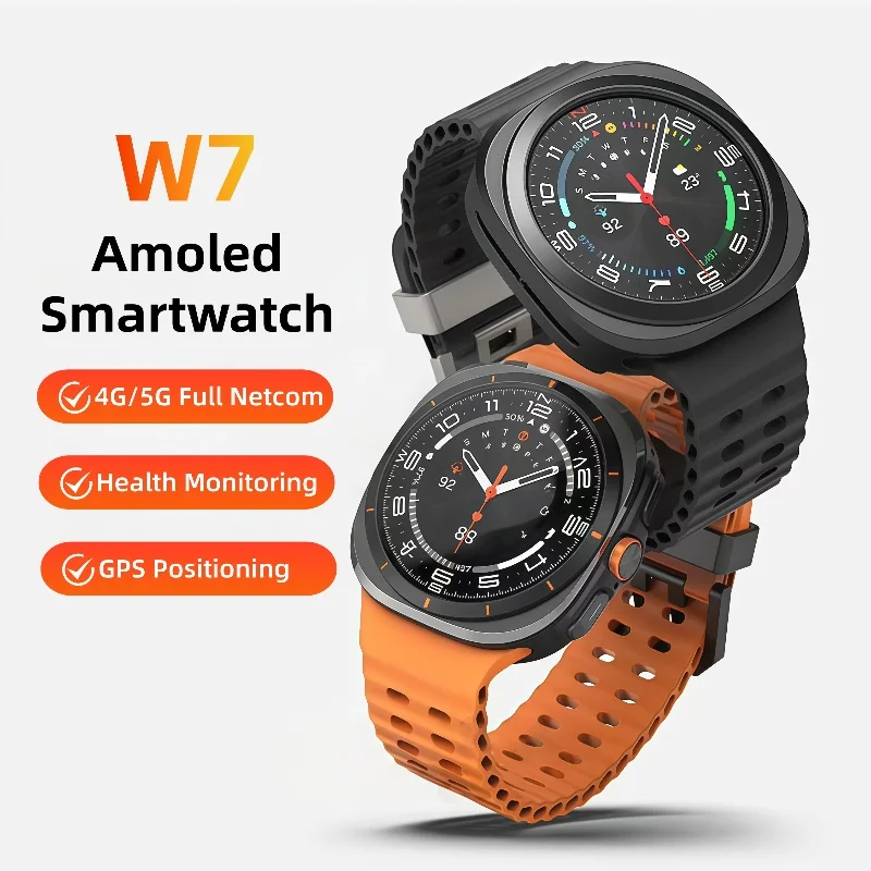 

W7 Smartwatch Amoled Screen 4GB MP3 MP4 Player Bluetooth WIFI Network Sharing Google APP Store Smart AI Watch Men Sportwatch