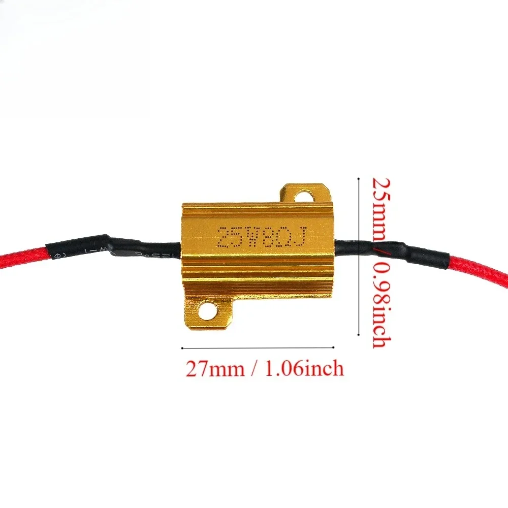 2 مجموعة الألومنيوم الطاقة المقاوم 25 واط 50 واط قذيفة معدنية حالة Wirewound المقاوم 12 فولت 6R 8R تحميل المقاوم 6 أوم 8 أوم